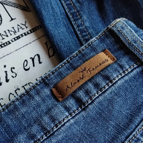 Almost Famous Distressed High Rise Blue Jeans - Picture 6 of 8